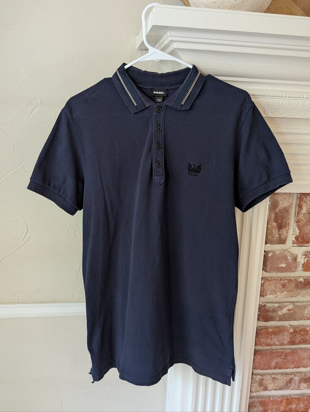 Diesel | Men's Dark Navy Polo with Contrast Collar Trim